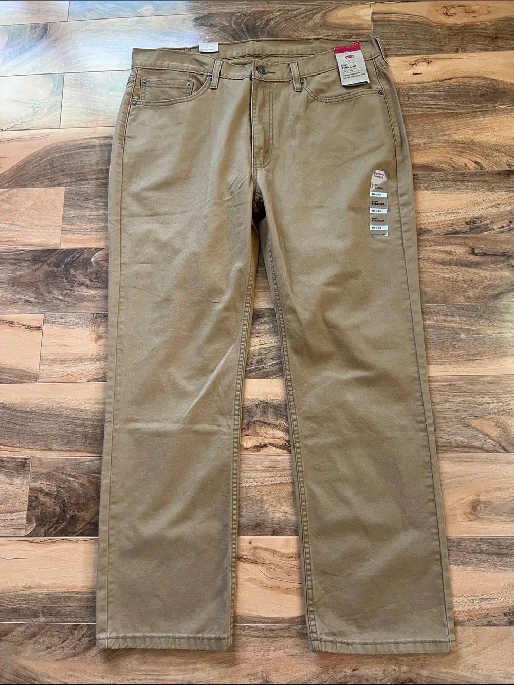 Levi’s 514 Straight Khaki Tan Pants 38x30 100% Cotton NWT Men’s Casual Jeans